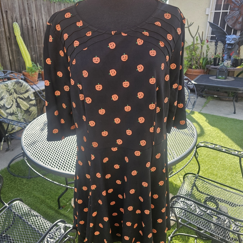 Modcloth Black and Orange Polka Dot Dress - Picture 6 of 14